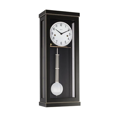 Hermle 22" Black and White Rectangular Regulator Pendulum Wall Clock