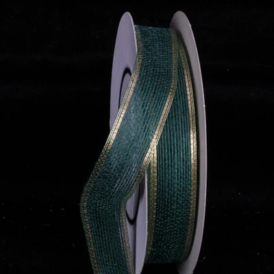 The Ribbon People Hunter Green and Gold Edge Wired Craft Ribbon 1" x 80 Yards