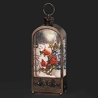 Roman 11.75" LED Lighted Cardinal Arch Christmas Snow Globe Lantern