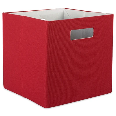 CC Home Furnishings 11" Rust Red and Ivory Square Foldable Storage Bin