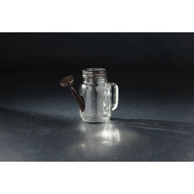 CC Home Furnishings 8" Clear Rustic Finish Handblown Glass Watering Cans with Lid