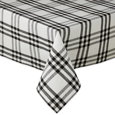 Contemporary Home Living 60" x 84" Black and White Rectangle Cotton Tablecloth