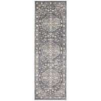 Chaudhary Living 2.5' x 8' Blue and Gray Medallion Vintage Rectangular Rug Runner