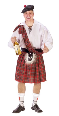 The Costume Center White and Red Scottish Kilt Men Adult Halloween Costume