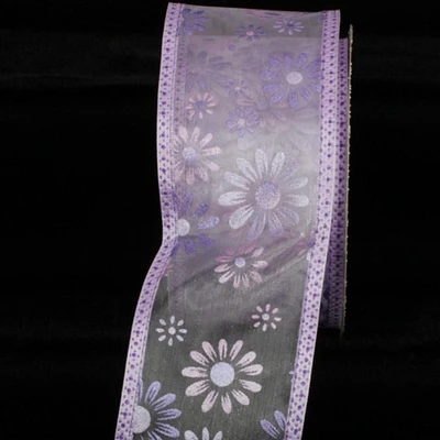 The Ribbon People Shimmering Purple Flower Wired Craft Ribbon 2.5" x 40 Yards