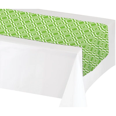 Party Central Club Pack of 12 Decorative Fresh Lime and White Opt Art Geometric Design Table Runners 7'