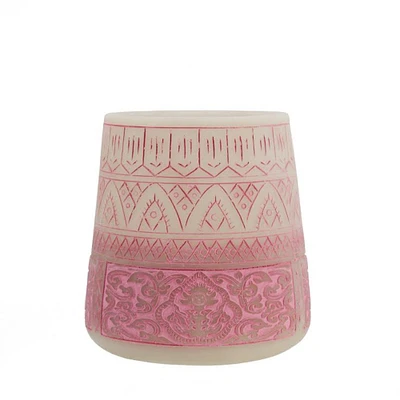 Midwest 5.5" Petit Bazaar Etched Moroccan Pink Decorative Pillar Candle Holder