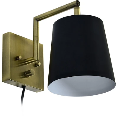 Signature Home Collection 10.75" Antique Brass Wall Sconce with Black Shade