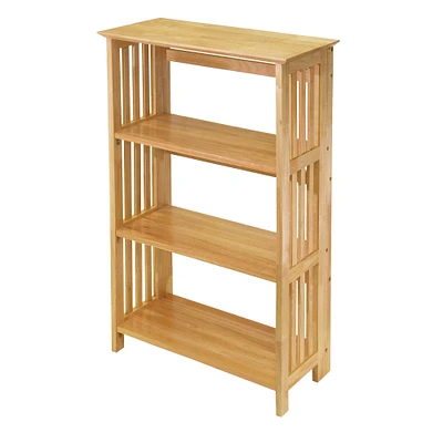 Contemporary Home Living 42" Natural Elegant Mission Tall Rectangular 4-Tier Folding Shelf