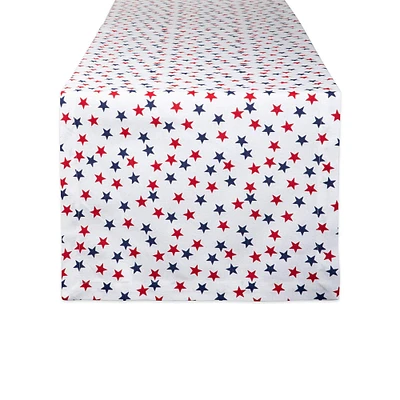 Contemporary Home Living 72" Red and Blue Americana Stars Printed Rectangular Table Runner