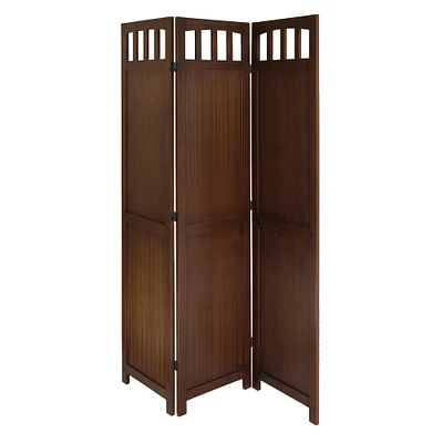 Contemporary Home Living 70" Warm Walnut Wood Folding Screen Room Divider