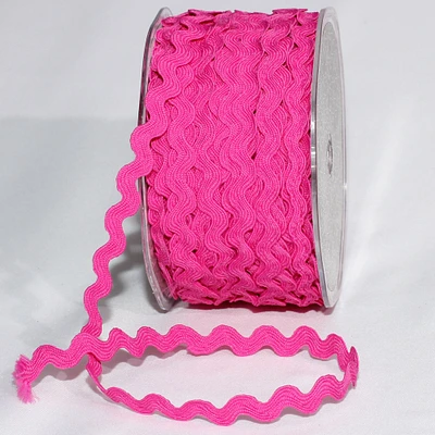 The Ribbon People Fuchsia Pink Woven Edge Ric Rac Craft Ribbon 0.25" x 55 Yards