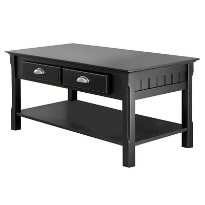 Contemporary Home Living 37.75" Black Elegant Timber Rectangular Top End Table with Drawers and Shelf