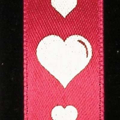 The Ribbon People White and Red Hearts Woven Craft Ribbon 0.5" x 108 Yards