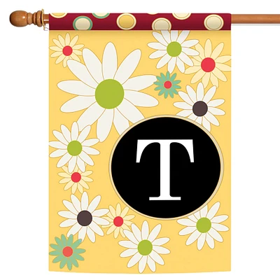 Toland Home Garden Floral Monogram Letter T Outdoor House Flag 40" x 28"