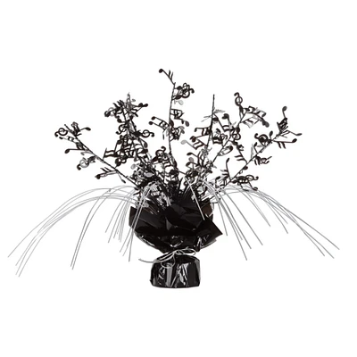 Party Central Club Pack of 12 Musical Notes Cascading Foil Black, and Silver Gleam 'N Spray Centerpieces 11''