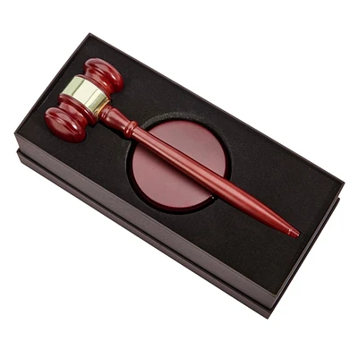 Contemporary Home Living 10" Wooden Gavel With 4" Round Wooden Striking Block