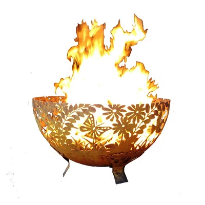 Esschert Design 32" Bronze Floral and Leaves Rustic Finish Outdoor Fire Bowl - Extra Large