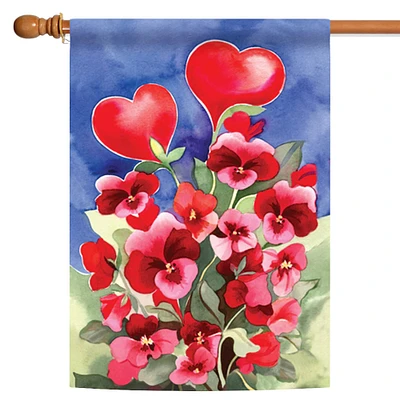 Toland Home Garden Red Pansies Rectangular Outdoor House Flag 40" x 28"