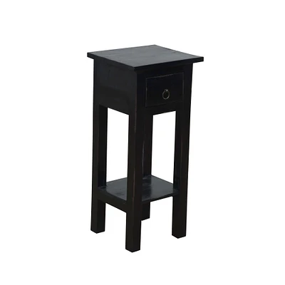 The Hamptons Collection 25.75" Distressed Antique Black Narrow Mahogany Side Table