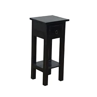 The Hamptons Collection 25.75" Distressed Antique Black Narrow Mahogany Side Table