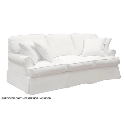 The Hamptons Collection Sunset Trading Horizon T-Cushion Sofa Slipcover  Performance Fabric  White