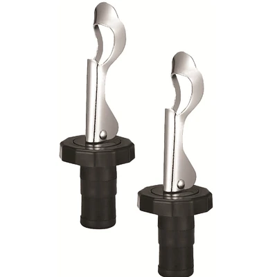 GC Home & Garden Set of 2 Black and Silver Plastic Wine Bottle Stoppers 6.75"