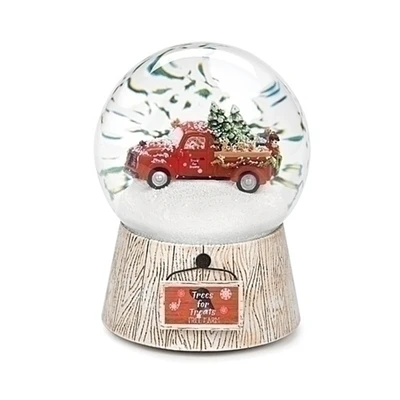 Roman Musical Truck Christmas Snow Globe with Dogs - 6.25" - White and Red