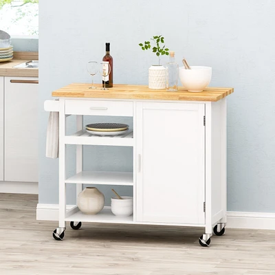 GDFStudio Carmelina Contemporary Kitchen Cart with Wheels