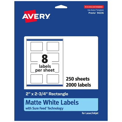 Avery Matte White Rectangle Labels