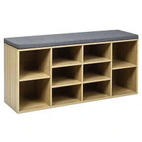 10-Cube Organizer  Entryway Padded Shoe Storage Bench