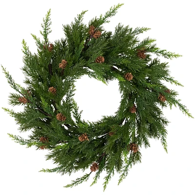 Northlight Cypress and Pine Cone Artificial Christmas Wreath, 24-Inch - Unlit