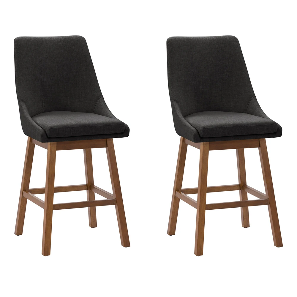 CorLiving   Boston Formed Back Fabric Barstool, Beige, Set of 2