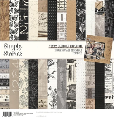 Simple Stories Designer Paper Kit 12"X12"-Simple Vintage Essentials