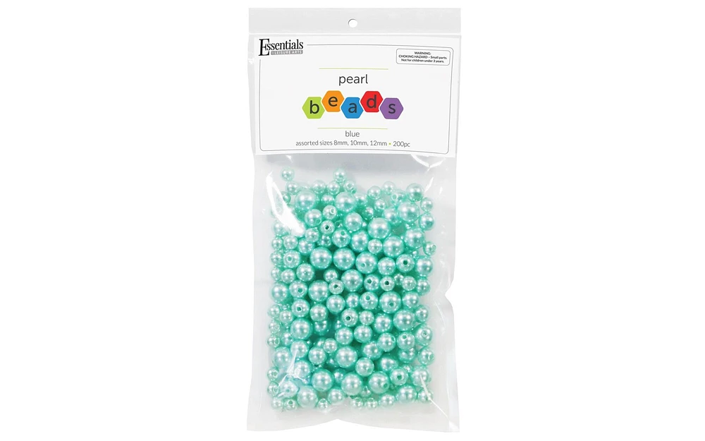 EBL Pearls Plastic Ast Size 8/10/12mmBlue 200pc