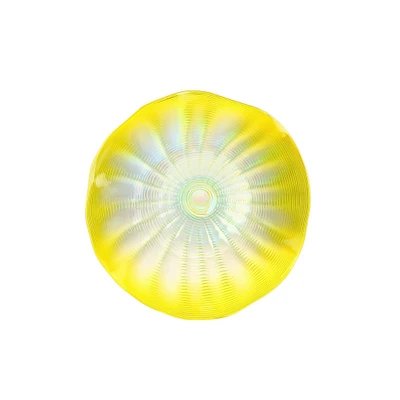 CC Home Furnishings 25.5" Yellow and White Swirled Sunflower Glass Plate