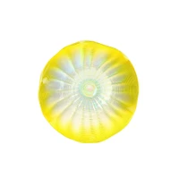 CC Home Furnishings 25.5" Yellow and White Swirled Sunflower Glass Plate