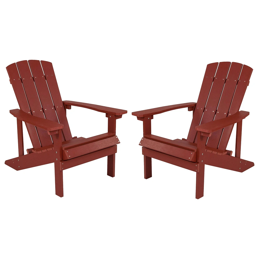 Emma and Oliver Pack Outdoor All-Weather Poly Resin Wood Adirondack Chairs