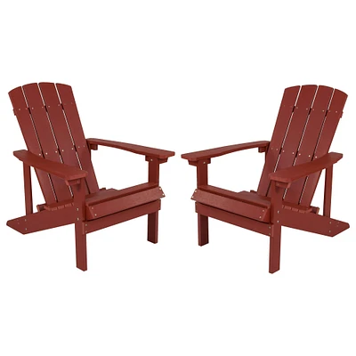 Emma and Oliver Pack Outdoor All-Weather Poly Resin Wood Adirondack Chairs