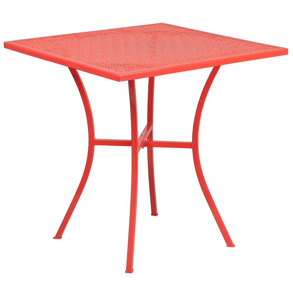 Emma and Oliver Commercial Grade 28" Square Colorful Metal Garden Patio Table