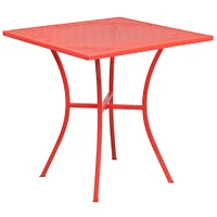 Emma and Oliver Commercial Grade 28" Square Colorful Metal Garden Patio Table