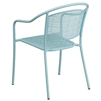 Emma and Oliver Commercial Grade Colorful Metal Patio Arm Chair with Round Back