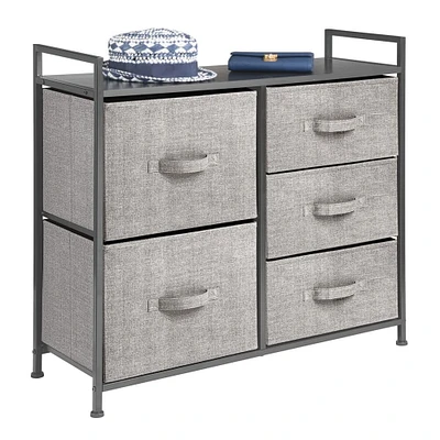 mDesign Storage Dresser Furniture with 5 Removable Fabric Drawers