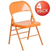 Emma and Oliver 4 Pack Colorful Metal Folding Chair Teen and Event Seating