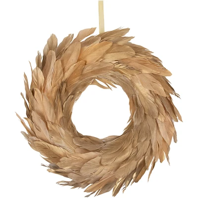 Northlight Artifical Feather Wreath - 14" - Gold