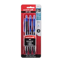 uni-ball Signo 307 Retractable Gel Pen, .5mm, 3/Pkg., Blue