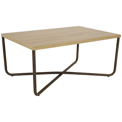 Sunnydaze Industrial-Style MDP Cross Legs Coffee Table - Brown by