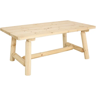 Sunnydaze Rustic Wooden Rectangular Coffee Table - Unfinished - 41.75 in by