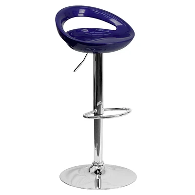 Emma and Oliver Rounded Cutout Back Swivel Adjustable Height Barstool, Chrome Base