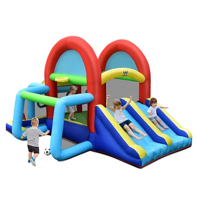 Gymax Kids Inflatable Bounce House Bouncer Castle w/ Double Slides Without Blower